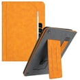 thumbnail image 1 of Dteck Case for iPad iPad mini (A17 Pro) 8.3 inch 2024,iPad mini 6th Gen Luxury Leather+TPU Smart Card Holder Wallet Case Elastic Hand Strap Shockproof Foldable Stand Cover with Wrist Strap,Orange, 1 of 9