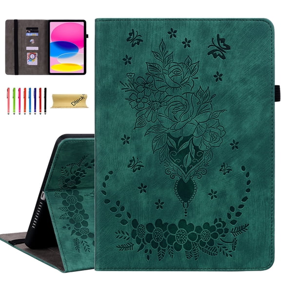 Dteck Case for iPad mini 5 / mini 4 /mini 3 /mini 2 /iPad mini 7.9", Embossed Butterfly PU Leather Card Holder Folio Cover with Stylus Loop, Multiple Viewing Angles Stand Protective Shell,Green