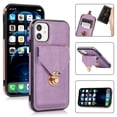 thumbnail image 1 of Dteck Case for iPhone 11 6.1-inch,Shockproof Rubber Silicone Bumper Hybrid PU Leather Card Holder Wallet Bag Pocket Back Protective Kickstand Cover with Cross Body Shoulder Strap,Purple, 1 of 6