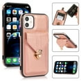 thumbnail image 1 of Dteck Case for iPhone 11 6.1-inch,Shockproof Rubber Silicone Bumper Hybrid PU Leather Card Holder Wallet Bag Pocket Back Protective Kickstand Cover with Cross Body Shoulder Strap,Rosegold, 1 of 6