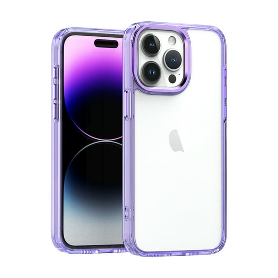 Dteck Case for iPhone 12 / 12 Pro Clear with Color Border, Hybrid Protective Case Slim Transparent Anti-Scratch Shockproof TPU Bumper Cover 6.1 Inch,Purple
