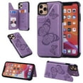 thumbnail image 1 of Dteck Case for iPhone 12 Pro 6.1-inch,Magnetic Butterfly Patterned Flip PU Leather Kicksatnd Card Holder Wallet Rubber Shockproof iPhone 12 6.1" Case Back Phone Cover,Purple, 1 of 9