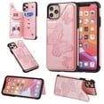 thumbnail image 1 of Dteck Case for iPhone 12 Pro 6.1-inch,Magnetic Butterfly Patterned Flip PU Leather Kicksatnd Card Holder Wallet Rubber Shockproof iPhone 12 6.1" Case Back Phone Cover,Rosegold, 1 of 3