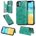 thumbnail image 1 of Dteck Case for iPhone 12 Pro Max 6.7-inch,Magnetic Butterfly Patterned Flip PU Leather Kicksatnd Card Holder Wallet Rubber Shockproof Case Back Phone Cover,Green, 1 of 3