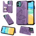 thumbnail image 1 of Dteck Case for iPhone 12 Pro Max 6.7-inch,Magnetic Butterfly Patterned Flip PU Leather Kicksatnd Card Holder Wallet Rubber Shockproof Case Back Phone Cover,Purple, 1 of 9