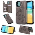 thumbnail image 1 of Dteck Case for iPhone 12 Pro Max 6.7-inch,Magnetic Butterfly Patterned Flip PU Leather Kicksatnd Card Holder Wallet Rubber Shockproof Case Back Phone Cover,Gray, 1 of 3