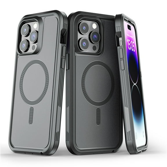 Dteck Case for iPhone 12 Pro Max, Compatible with MagSafe, Military-Grade Drop Protection Silicone Protective Phone Cover, Shock-Absorbing Corners Shockproof Magnetic Case,Black