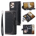 thumbnail image 1 of Dteck Case for iPhone 12 Pro Max,Magnetic Leather Crossbody Zipper Wallet Bag Card Pocket Case Shockproof Rubber Kickstand with Hand/Shoulder Strap Cover,Black, 1 of 7