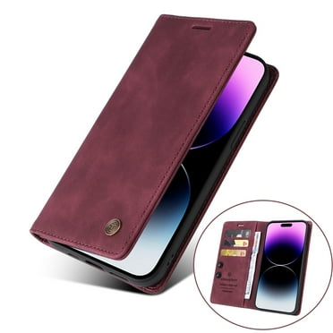 Dteck Case for iPhone 12 Pro Max, Premium Soft PU Leather Cover TPU Bumper with Card Holder Kickstand Magnetic Adsorption Flip Wallet Case for iPhone 12 Pro Max,Red