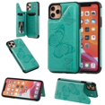 thumbnail image 1 of Dteck Case for iPhone 12 mini 5.4-inch, Magnetic Butterfly Patterned Flip PU Leather Kicksatnd Card Holder Wallet Rubber Shockproof Case Back Phone Cover,Green, 1 of 3