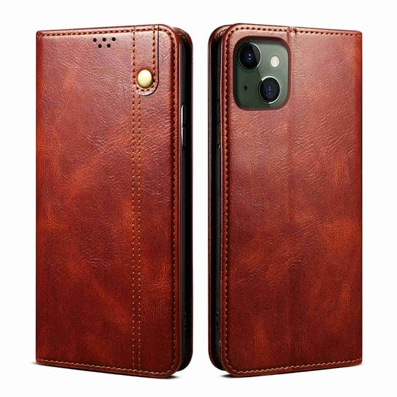 Dteck Case for iPhone 13 Mini, Men Luxury Wallet Business Style Case with Card Holder Shockproof Folio Case Premium PU Leather Flip Kickstand Cover 2021,Brown