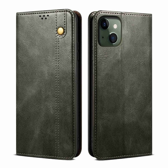 Dteck Case for iPhone 13 Mini, Men Luxury Wallet Business Style Case with Card Holder Shockproof Folio Case Premium PU Leather Flip Kickstand Cover 2021,Green