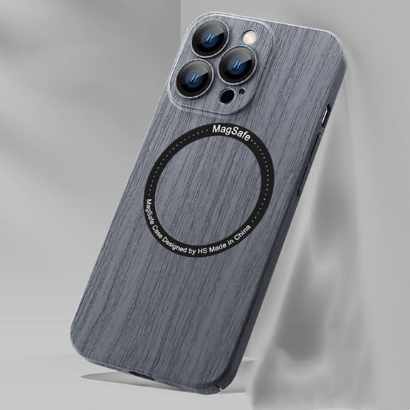 Dteck Case for iPhone 13 Pro MagSafe Compatible Faux Wood PC Phone Case with Camera Protection Ultra Thin Shockproof Cover For iPhone 13 Pro,Ebony Wood Texture Image