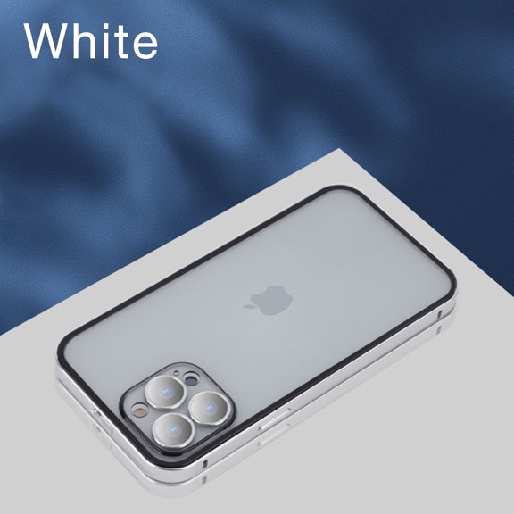 Dteck Case for iPhone 13 Pro Max 6.7 inch 2021 Release, Shockproof Rugged Forsted PC Backplane Explosion-proof Lens All-inclusive Ultra-thin Lightweight Clear Drop-resistant Auto Buckle, White