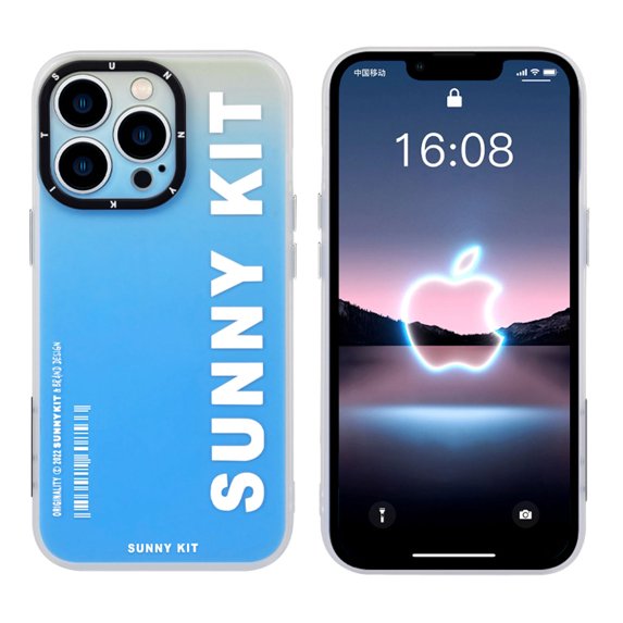 Dteck Case for iPhone 13 Pro Max, Hard PC Shell Back Frosted Process Fringer-proof & Sweatproof Enhanced Camera Guard, Anti-Scratch Gradient Letter Pattern Ultra-thin Fashion Case for Youth , Blue