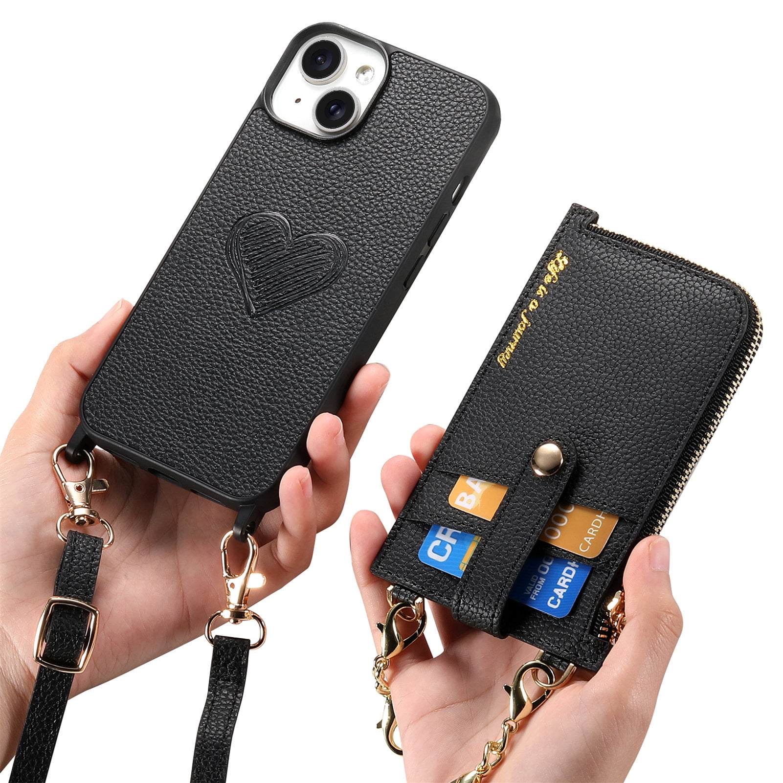 Dteck Case for iPhone 13 Pro,Shockproof Leather Back Case with Adjustable Shoulder Strap Detachable Wallet Zipper Wallet Bag Crossbody Phone Cover,Black - Walmart.com Dteck Case for iPhone 13 Pro,Shockproof Leather Back Case with Adjustable Shoulder Strap Detachable Wallet Zipper Wallet Bag Crossbody Phone Cover,Black - Walmart.com