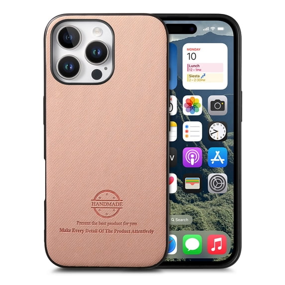 Dteck Case for iPhone 13 Pro,Slim Premium Canvas Grain PU Leather,Soft TPU Bumper,Non-Slip Anti-Scratch Shock-Absorbent,Protective Phone Cover for iPhone 13 Pro,Pink