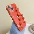 thumbnail image 1 of Dteck Case for iPhone 13 Pro Stylish Cute Case,Sparkle Plating Heart Case with Bling Love Heart Chain Strap Camera Lens Protection Girly Case For iPhone 13 Pro,Red, 1 of 7