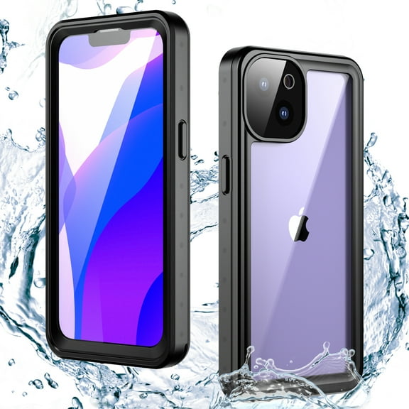 Dteck Case For iPhone 13,Waterproof Built-in Screen Protector Rugged Heavy Duty Full Body Shockproof Protection Phone Case for iPhone 13 6.1 inch 2021,Black/Clear