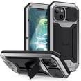thumbnail image 1 of Dteck Case for iPhone 13 mini ,Shockproof Armor Rubber Rugged Heavy Duty Kickstand Tempered Glass Screen Protection Full Body Cover Camera Slide Protector Case,Silver, 1 of 8