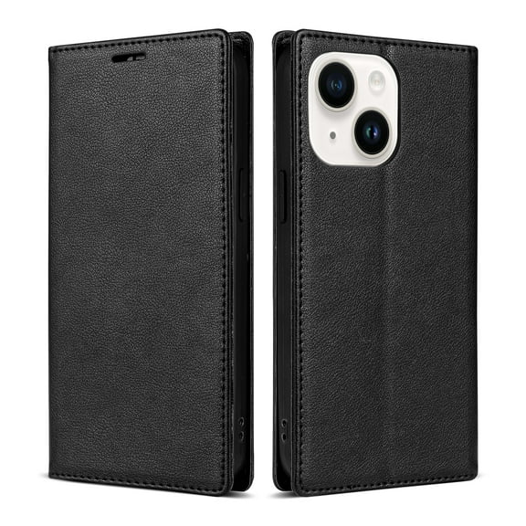 Dteck Case for iPhone 14 Plus, Business Style PU Leather Wallet Folio Case Magnetic Closure Kickstand Full Protection Case Compatible with iPhone 14 Plus,Black