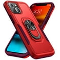 thumbnail image 1 of Dteck Case for iPhone 14 Plus,Shockproof Rubber Military Grade Drop Protection Dual Layer Case Ring Holder Kickstand Cover Support Magnetic Car Mount, Red+Rose, 1 of 8