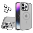 thumbnail image 1 of Dteck Case for iPhone 14 Pro,Magnetic Mag-Safe Matte PC Case with Camera Lens Protector Shockproof Rubber Metal Camera Protection Kickstand Cover,Gray, 1 of 7