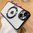 thumbnail image 1 of Dteck Case for iPhone 14 Pro Max 6.7 inch 2022, Compatible with MagSafe, Slim Plating Transparent PC Cover Magnetic Rugged Case for iPhone 14 Pro Max,Black, 1 of 1