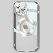 Dteck Case for iPhone 14 Pro Max 6.7 inch 2022, Compatible with MagSafe, Slim Plating Transparent PC Cover Magnetic Rugged Case for iPhone 14 Pro Max,Silver