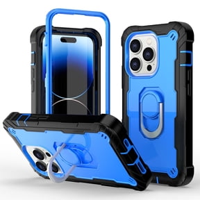 Dteck Case for iPhone 14 Pro Max 6.7-inch,Shockproof Rugged Rubber Armor 3-Layer Protection iPhone Case Hybrid Hard PC Back with Ring Holder Kickstand Cover,Green + Blue