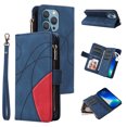 thumbnail image 1 of Dteck Case for iPhone 14 Pro Max, Magnetic Wallet 9 Card Slots Premium Leather Zipper Wallet Purse Case Flip Kickstand with Wrist Strap Credit Cash Cover,Blue, 1 of 8