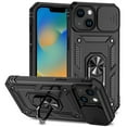 thumbnail image 1 of Dteck Case for iPhone 15 with Camera Cover, iPhone 15 Case with Magnetic Ring Holder Stand Slide Lens Protection Protective Cover Rugged Case for iPhone 15,Black, 1 of 8