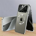 thumbnail image 1 of Dteck Case for iPhone 15,Luxury Metal Case Built-in Anti Peep Tempered Glass Privacy Screen Protector Full Body Protective Compatible Mag Safe Cover,Silver, 1 of 7