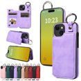 thumbnail image 1 of Dteck Case for iPhone 15 Plus,Magnetic Clasp Luxury PU Leather Card Slots Stand Durable Shockproof Case Back Wallet Flip Cover with Ring Buckle Cover,Purple, 1 of 10