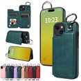 thumbnail image 1 of Dteck Case for iPhone 15 Plus,Magnetic Clasp Luxury PU Leather Card Slots Stand Durable Shockproof Case Back Wallet Flip Cover with Ring Buckle Cover,Green, 1 of 10