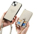 thumbnail image 1 of Dteck Case for iPhone 15 Plus,Shockproof Leather Back Case with Adjustable Shoulder Strap Detachable Wallet Zipper Wallet Bag Crossbody Phone Cover,Gray, 1 of 8