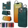 thumbnail image 1 of Dteck Case for iPhone 15 Pro,Magnetic Clasp Luxury PU Leather Card Slots Stand Durable Shockproof Case Back Wallet Flip Cover with Ring Buckle Cover,Green, 1 of 10