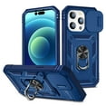 thumbnail image 1 of Dteck Case for iPhone 15 Pro Max with Slide Lens Cover, Shockproof Finger Ring Holder Stand, Military Grade Drop Protection fit Magnetic Car Mount for iPhone 15 Pro Max,Blue, 1 of 11
