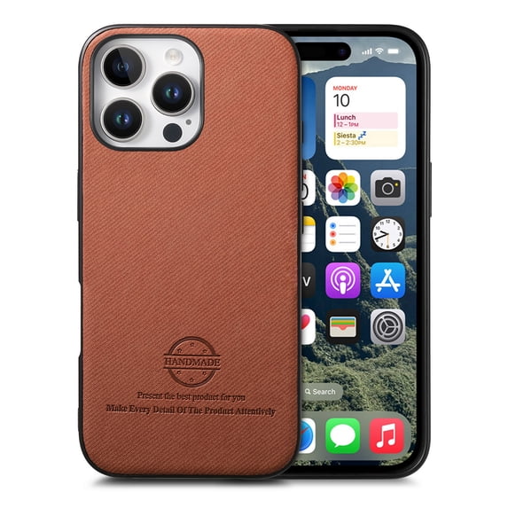 Dteck Case for iPhone 15 Pro Max,Slim Premium Canvas Grain PU Leather,Soft TPU Bumper,Non-Slip Anti-Scratch Shock-Absorbent,Protective Phone Cover for iPhone 15 Pro Max,Brown