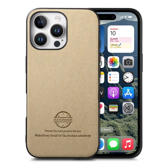 Dteck Case for iPhone 15 Pro Max,Slim Premium Canvas Grain PU Leather,Soft TPU Bumper,Non-Slip Anti-Scratch Shock-Absorbent,Protective Phone Cover for iPhone 15 Pro Max,Khaki