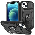 thumbnail image 1 of Dteck Case for iPhone 15 with Slide Lens Cover, Shockproof Finger Ring Holder Stand, Military Grade Drop Protection fit Magnetic Car Mount for iPhone 15, Black, 1 of 11