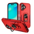 thumbnail image 1 of Dteck Case for iPhone 16 Plus,Shockproof Rubber Military Grade Drop Protection Dual Layer Case Ring Holder Kickstand Cover for iPhone 16 Plus,Red+Rose, 1 of 9