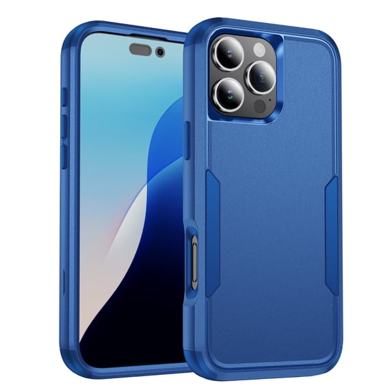 Dteck Case for iPhone 16 Pro Max, Heavy Duty Shockproof Protective Three Layers Phone Bumper Cover with Full Body Rubber Armor Bumper Dropproof Protection for iPhone 16 Pro Max,Navyblue