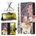 thumbnail image 1 of Dteck Case for iPhone 16 Pro Max, Magnetic Pattern Premium PU Leather 9 Card Slots Zipper Wallet Case Shockproof Kickstand Hybrid Rubber Flip Cover with Wrist Strap,Elephant, 1 of 7