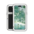 thumbnail image 1 of Dteck Case for iPhone 16 Pro Max,Military Heavy Duty Shockproof Dust/Dirt Proof Hybrid Aluminum Metal+Silicone+Tempered Glass Full Body Metal Case Cover for iPhone 16 Pro Max,White, 1 of 9