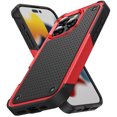 thumbnail image 1 of Dteck Case for iPhone 16 Pro Max,Shockproof Silicone Heavy Duty Dual Layer Protective Hard PC Textured Back & Soft Bumper Cover for iPhone 16 Pro Max,Red, 1 of 7