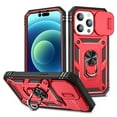 thumbnail image 1 of Dteck Case for iPhone 16 Pro Max with Slide Lens Cover, Shockproof Finger Ring Holder Stand, Military Grade Drop Protection fit Magnetic Car Mount for iPhone 16 Pro Max,Red+Black, 1 of 11