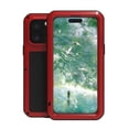 thumbnail image 1 of Dteck Case for iPhone 16 Pro,Military Heavy Duty Shockproof Dust/Dirt Proof Hybrid Aluminum Metal+Silicone+Tempered Glass Full Body Metal Case Cover for iPhone 16 Pro,Red, 1 of 9