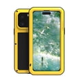 thumbnail image 1 of Dteck Case for iPhone 16 Pro,Military Heavy Duty Shockproof Dust/Dirt Proof Hybrid Aluminum Metal+Silicone+Tempered Glass Full Body Metal Case Cover for iPhone 16 Pro,Yellow, 1 of 9