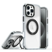Dteck Case for iPhone 16 Pro,Shockproof TPU Case with 360°Ring Stand Magnetic Compatible with MagSafe Transparent Slim Back Cover for iPhone 16 Pro ,Black